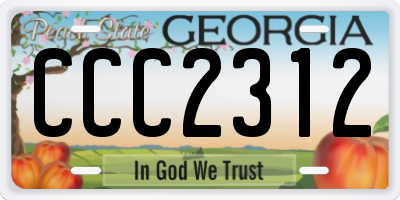 GA license plate CCC2312