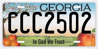 GA license plate CCC2502