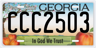 GA license plate CCC2503