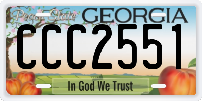 GA license plate CCC2551