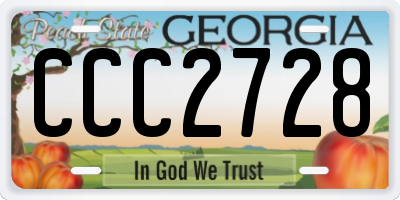 GA license plate CCC2728