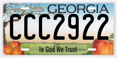 GA license plate CCC2922