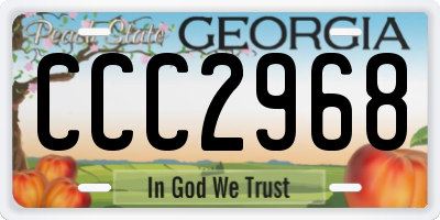 GA license plate CCC2968