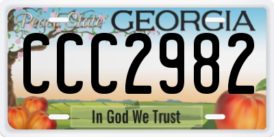GA license plate CCC2982