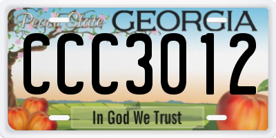 GA license plate CCC3012