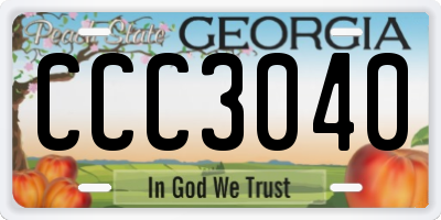 GA license plate CCC3040