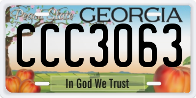 GA license plate CCC3063