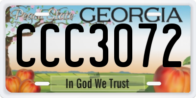 GA license plate CCC3072