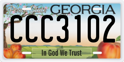 GA license plate CCC3102