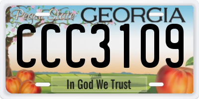 GA license plate CCC3109