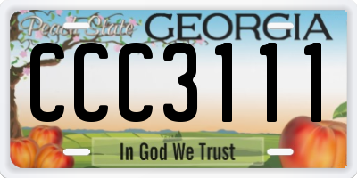 GA license plate CCC3111