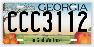GA license plate CCC3112