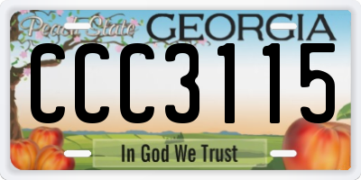 GA license plate CCC3115