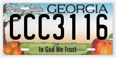 GA license plate CCC3116