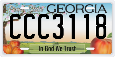 GA license plate CCC3118