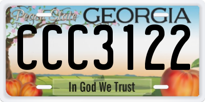 GA license plate CCC3122