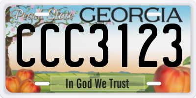 GA license plate CCC3123