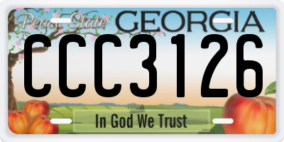 GA license plate CCC3126