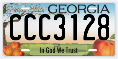 GA license plate CCC3128