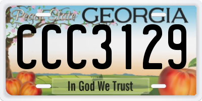 GA license plate CCC3129