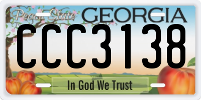 GA license plate CCC3138