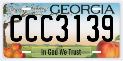 GA license plate CCC3139
