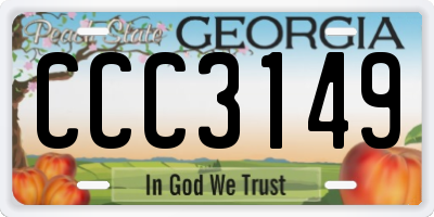 GA license plate CCC3149