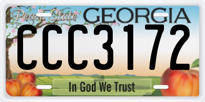 GA license plate CCC3172