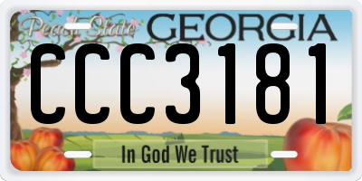 GA license plate CCC3181