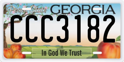 GA license plate CCC3182
