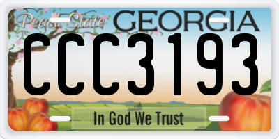 GA license plate CCC3193