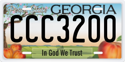 GA license plate CCC3200