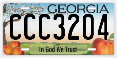 GA license plate CCC3204