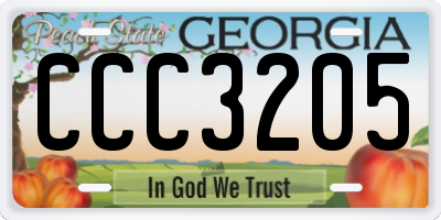 GA license plate CCC3205