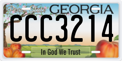 GA license plate CCC3214