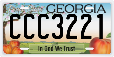 GA license plate CCC3221