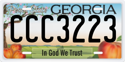 GA license plate CCC3223