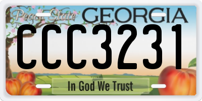 GA license plate CCC3231