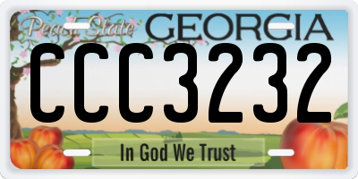 GA license plate CCC3232