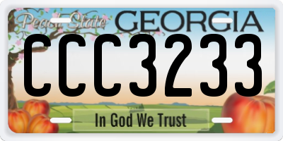 GA license plate CCC3233