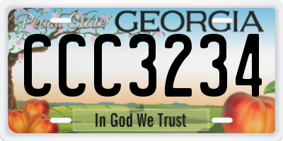 GA license plate CCC3234