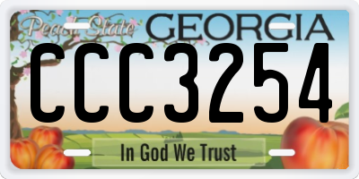 GA license plate CCC3254