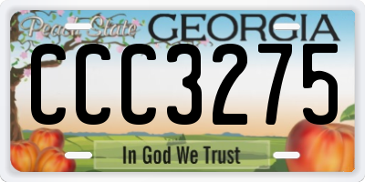 GA license plate CCC3275