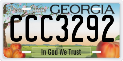 GA license plate CCC3292