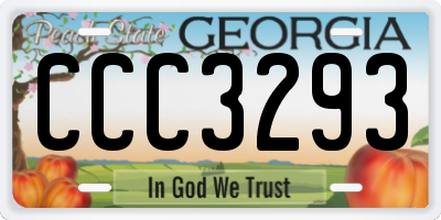 GA license plate CCC3293