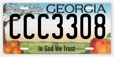 GA license plate CCC3308