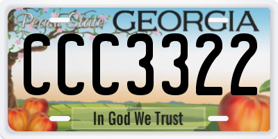 GA license plate CCC3322