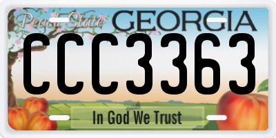 GA license plate CCC3363