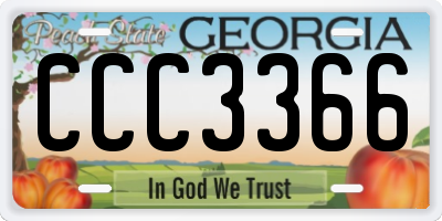GA license plate CCC3366