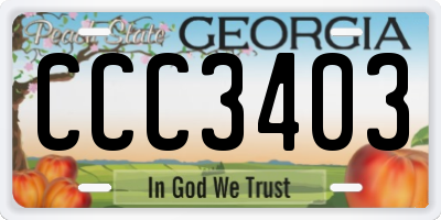 GA license plate CCC3403